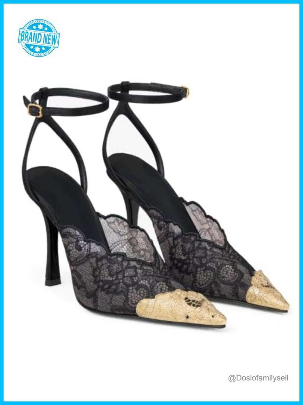 Lace Mesh Pointed Toe Slingback Stiletto High Heels Wedding Pumps